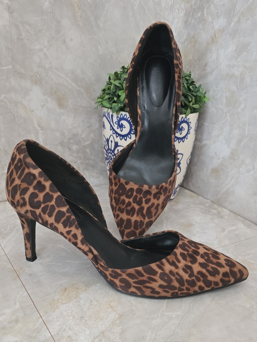 Bandolino Leopard Print Pointed Toe D'Orsay Pumps Heels Women's Size 9